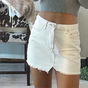 UO cream denim skirt
